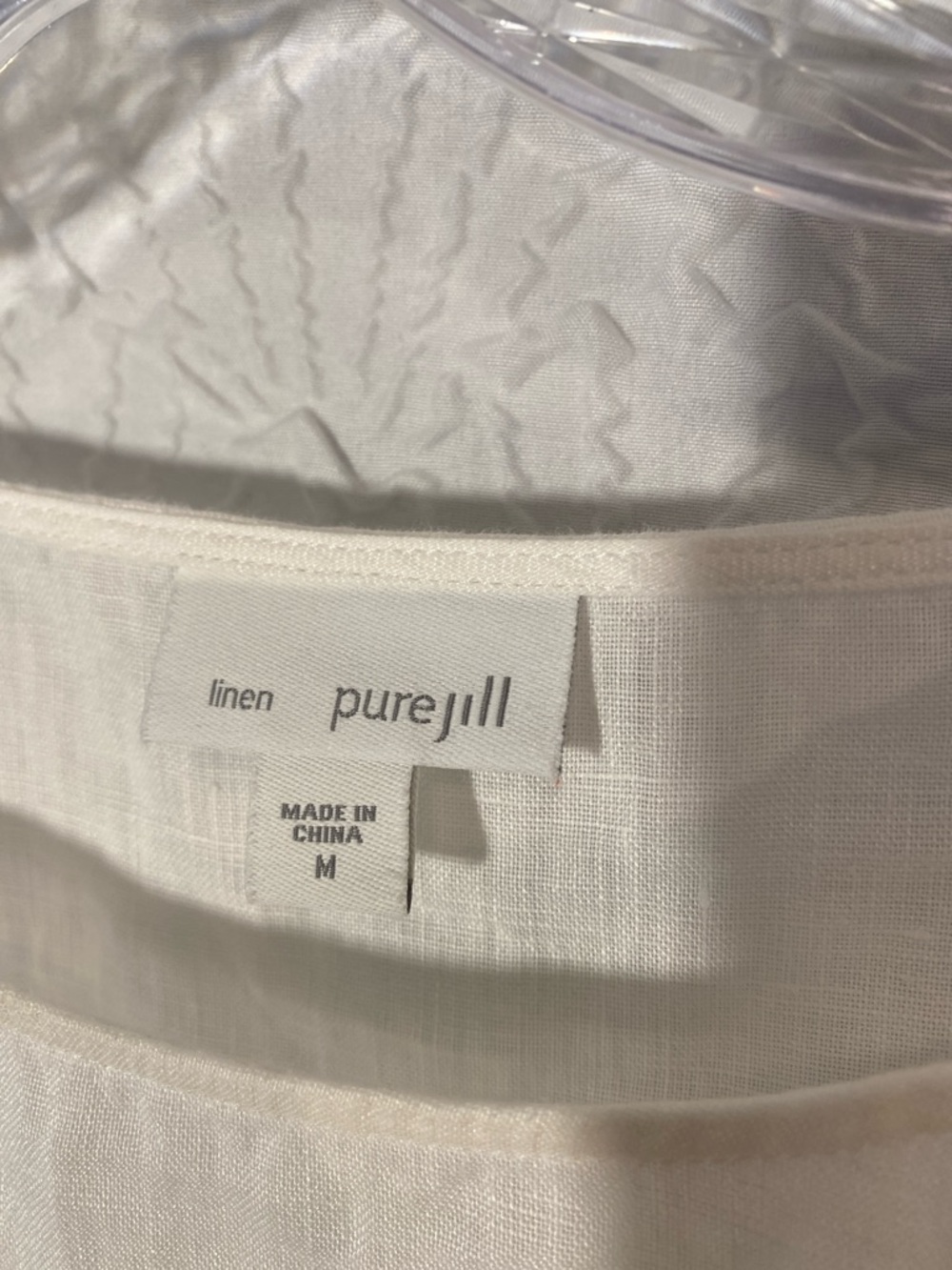 Pure Jill Lightweight White Linen Tunic Top - Relaxed Peplum Style - Picture 2 of 6